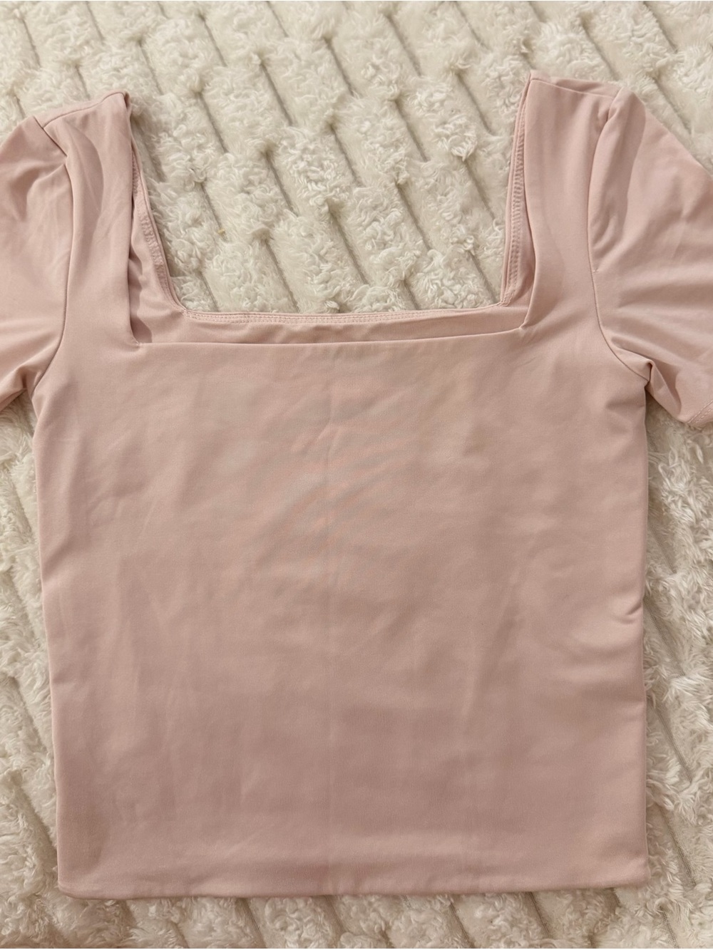 Charlotte Russe Pale Pink Square Neck Short Sleeve Top